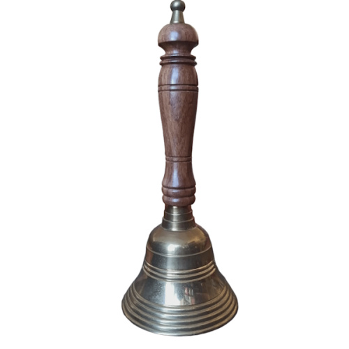 Колокольчик латунный с деревянной ручкой (полиш), 17 х 7,5  k10